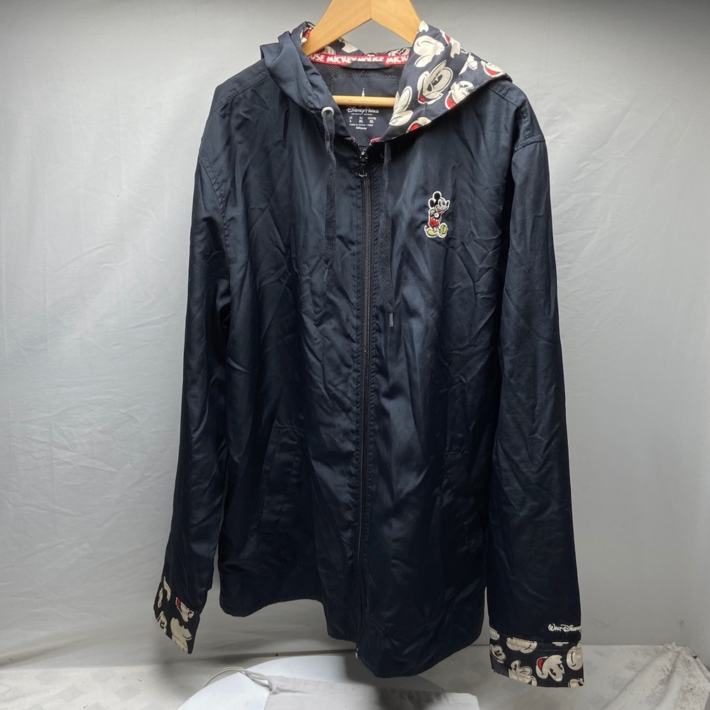 Disney Black Hooded Windbreaker with Red Trim - Picture 3 of 4